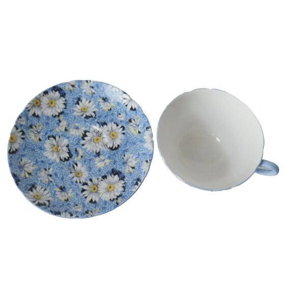 Vintage Shelley Blue Daisy Tea Cup and Saucer Teacup Tea Party Gift - Picture 2 of 5